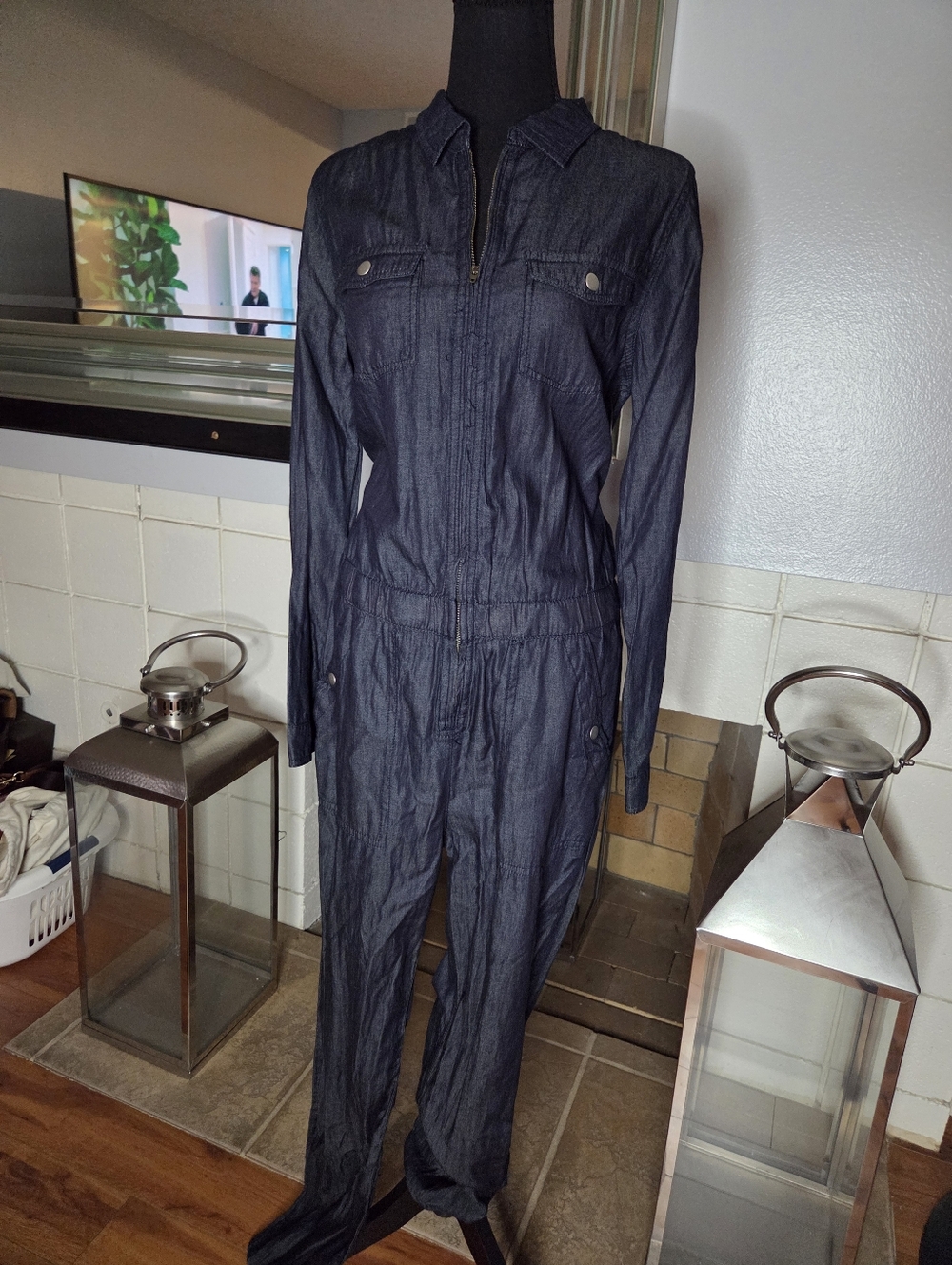 Special A Dark Denim Long Sleeve Jumpsuit